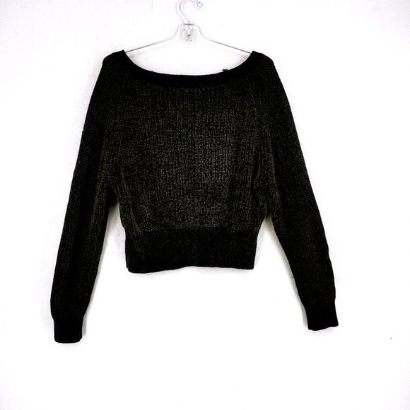 Urban Outfitters Soft Gray Cropped Long Sleeve V Neck Sweater Academia Large - Picture 2 of 5